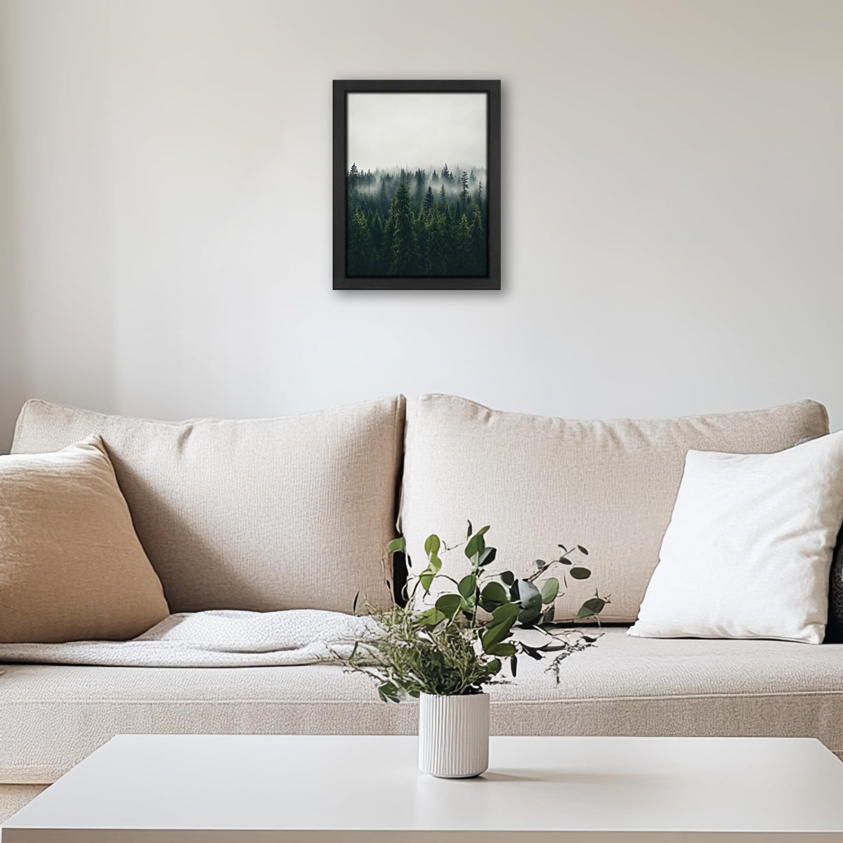 Misty Pine Forest Decor Wall Art (Wall Art Framed 66 / 10"L x 8"W)