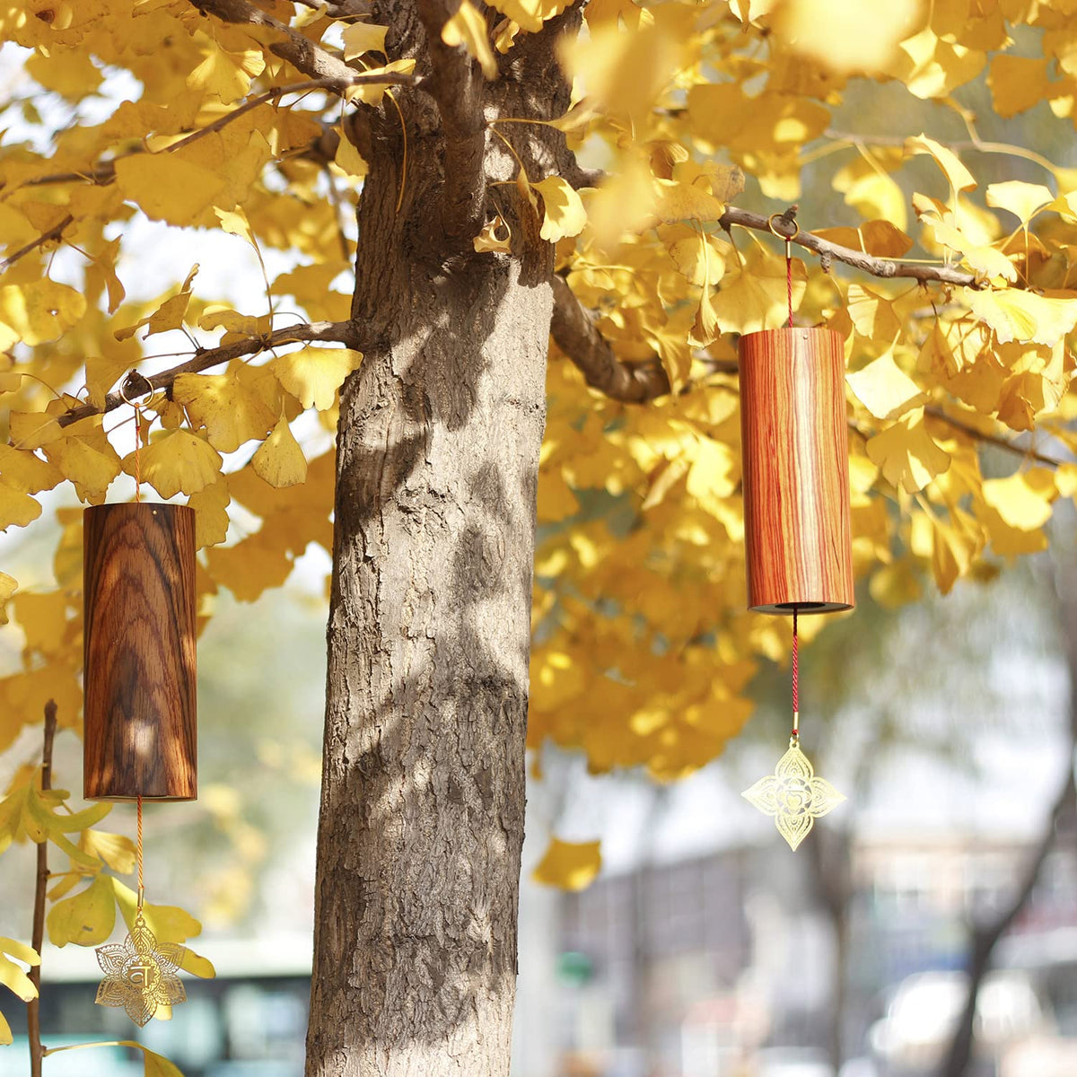 Chakra Chimes Natural Bamboo Wind Chimes Meditation Chord Windchime Wind Bell for Home Decoration Zen Mindfulness Crown Chakra (Crown)