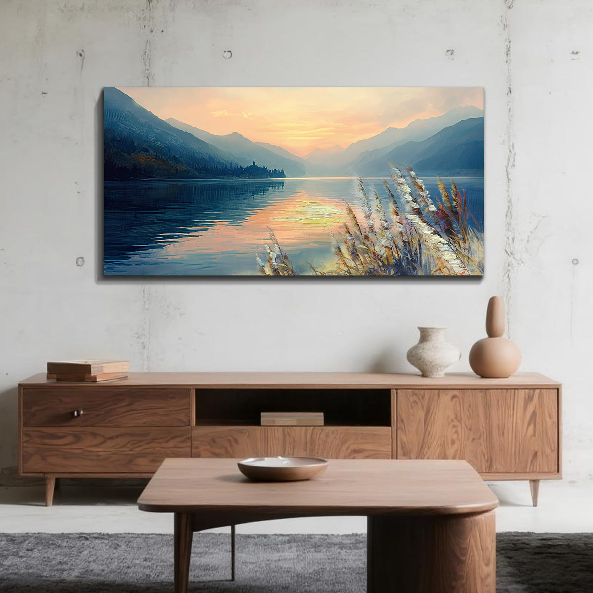Canvas Wall Art for Living Room Wall Decor for Bedroom 48"x24" (blue lake / 48"L x 24"W)