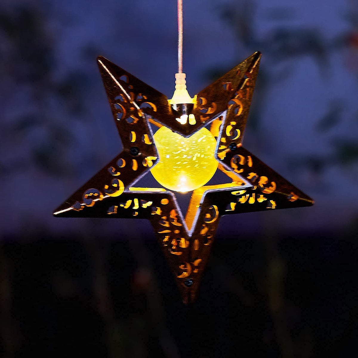 Solar Wind Chimes Star Wind Chime Warm LED Hanging Solar Lights Unique Garden Decor Memorial Thanksgiving Gifts for Mom Grandma Sister Home Party