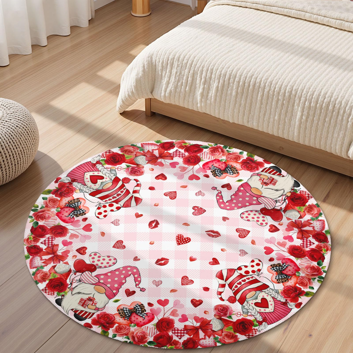 Valentines Day Round Area Rug 4ft (Love-valentines / 4' (Round))