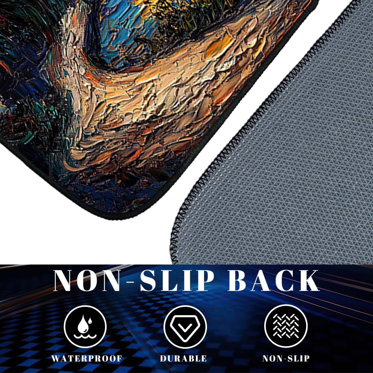Abstract Car Floor Mats Set of 4 Star Night Oil Painting Vintage Texture Automotive Car Floor Carpets Non (26.8"L x 17.3"W x 0.4"Th / Abstract)