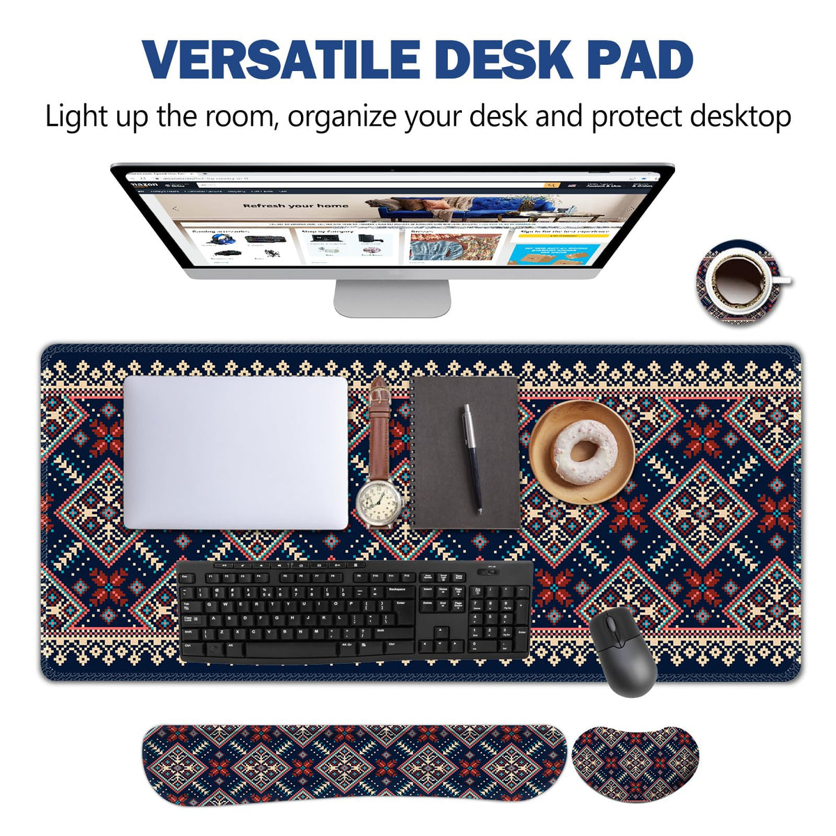 Desk Mat Set Bohemian (Bohemian Navy Blue)