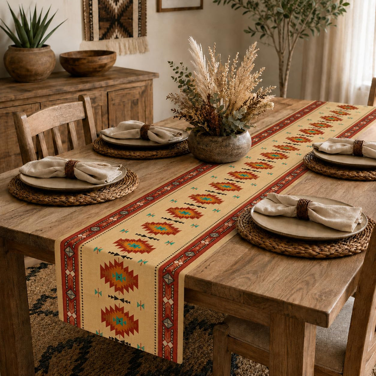 Southwestern Aztec Table Runner (13x60inch / Aztec 4)