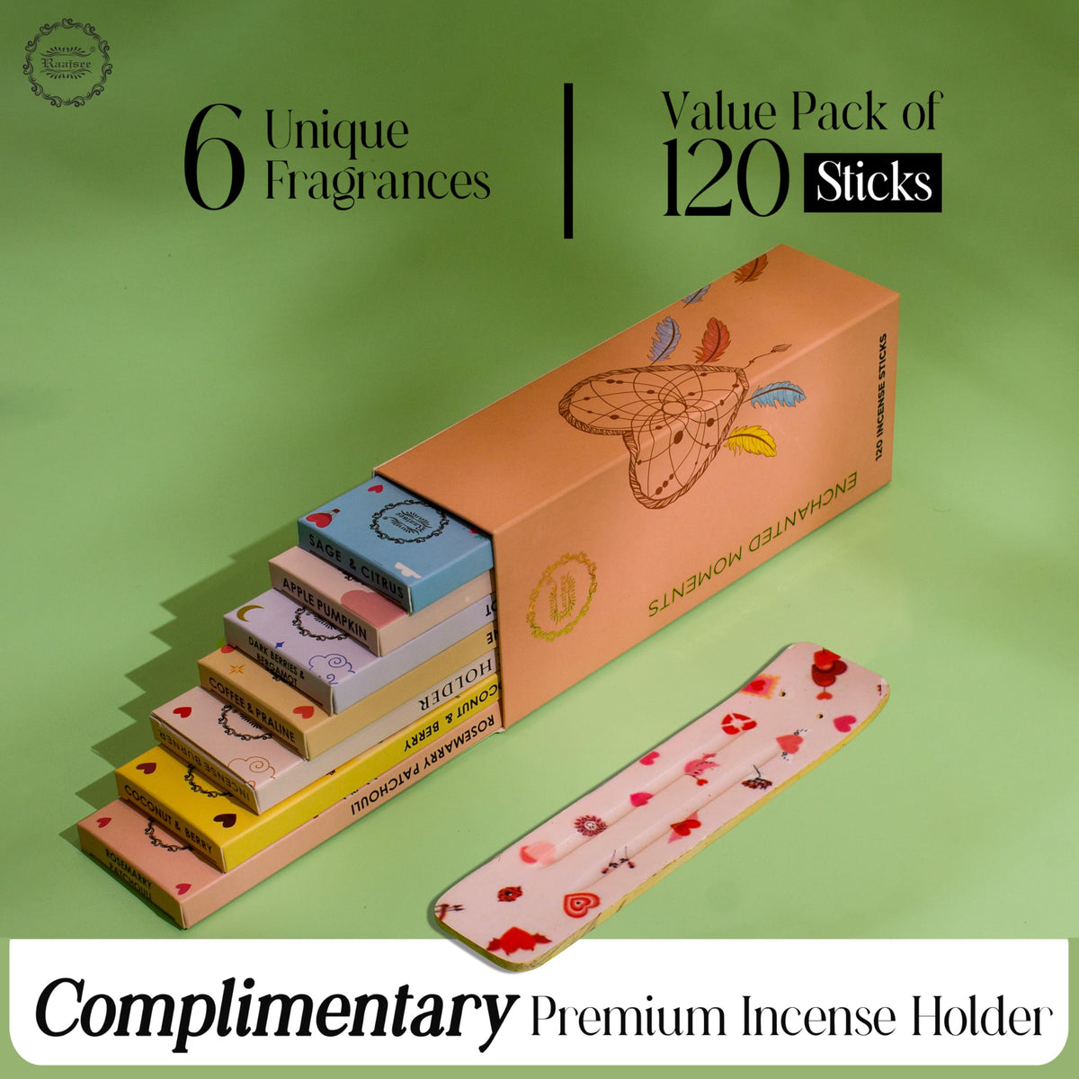 Natural Incense Sticks with Insence Holder (Enchanted Moments)