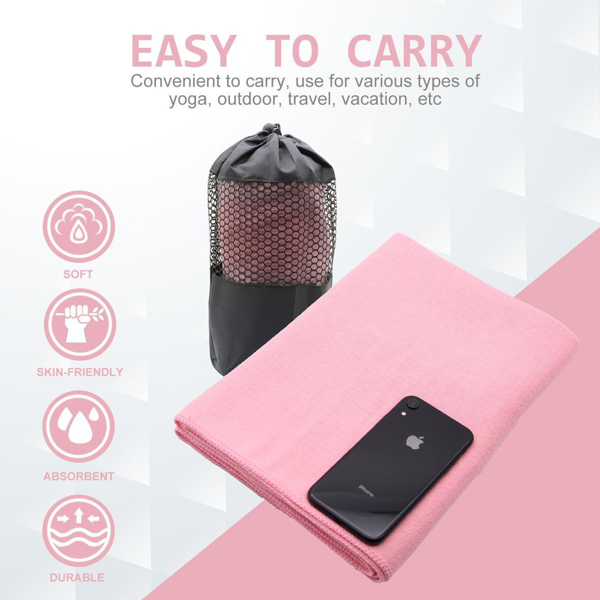 2 Pack Hot Yoga Towel with Grip Dot (Pink)