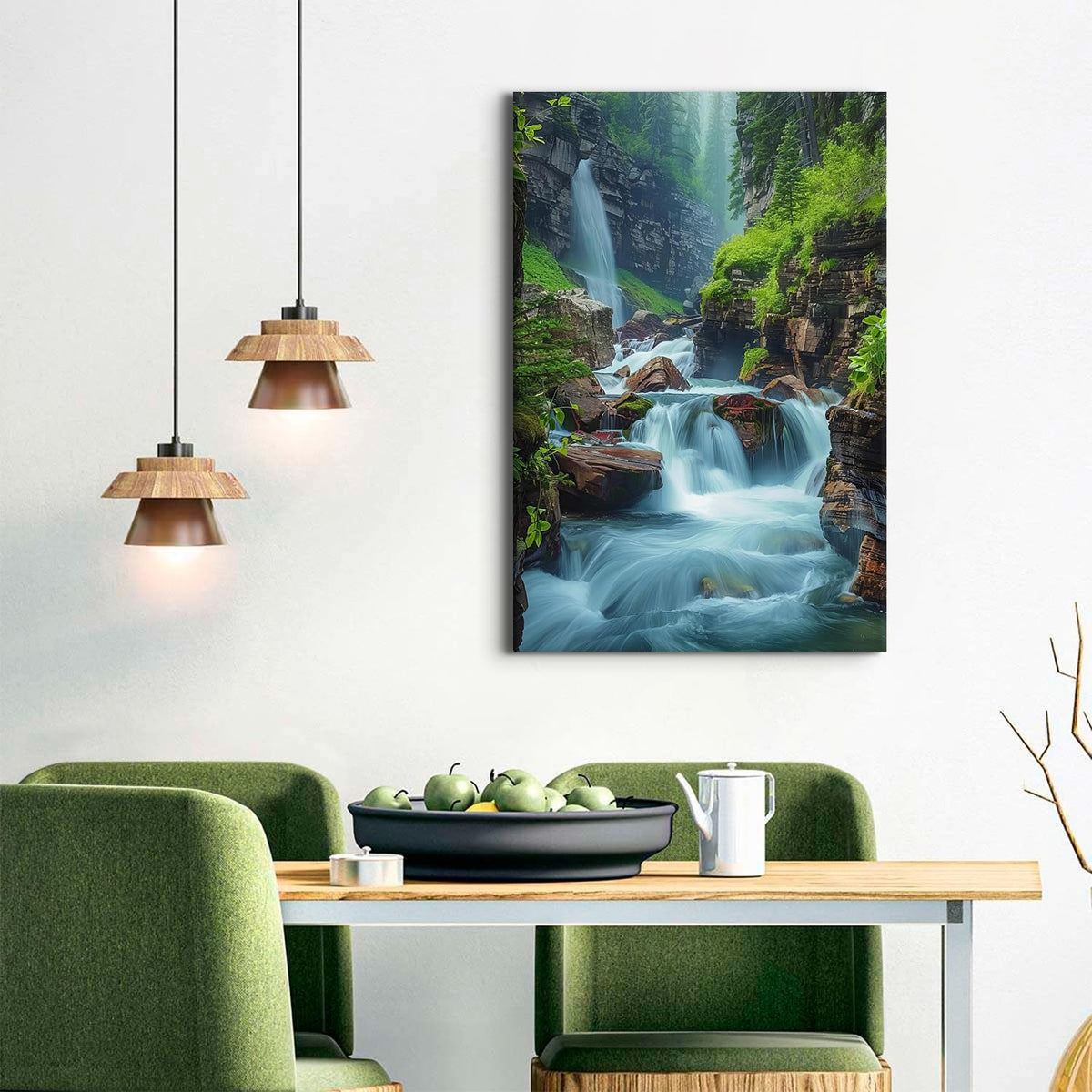 Zen Wall Art Nature Waterfall Wall Decor for Living Room Office Decor National Park Canvas Picture Glacier Virginia Falls Landscape Poster Forest Lake Painting Artwork Home Bedroom Decorations 24x36” (24"L x 36"W / ZRPB06)