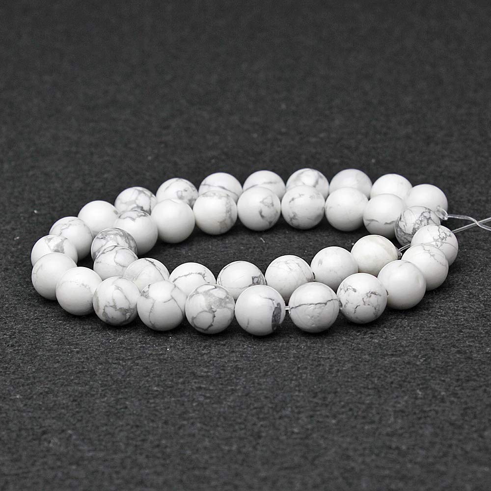 AAAA Natural Stone Beads White Howlite Turquoise Round Loose Beads for Jewelry Making 15" (White Howlite / 8mm)