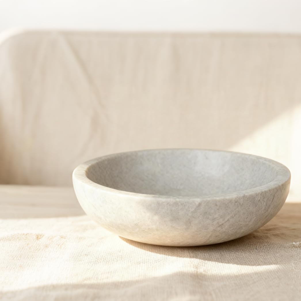 White Travertine Bowl (White)