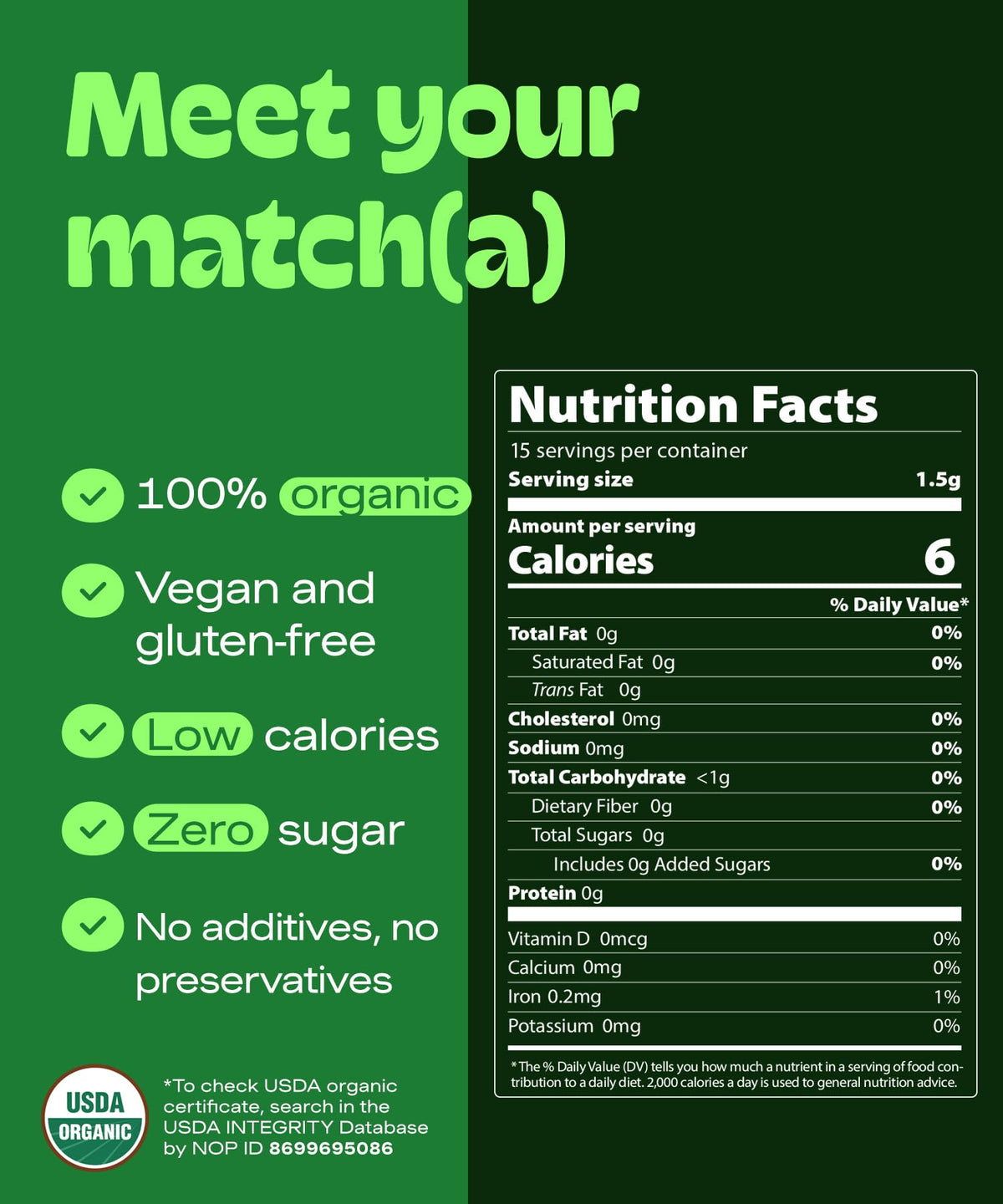 Certified Organic Matcha Powder Sticks