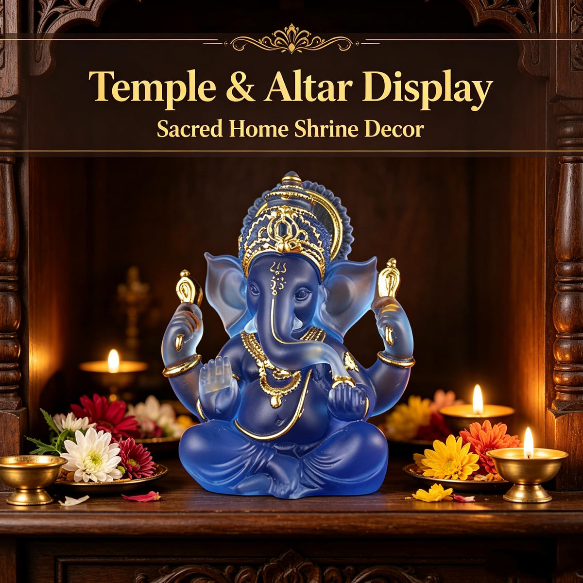 Indian God Lord Ganesha Statue (Blue / 5.5")