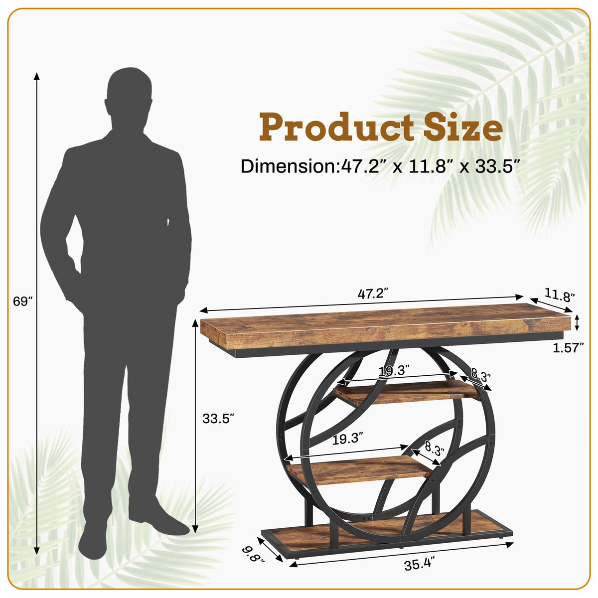 Entryway Table for Foyer (Brown 2 / 47.2"W)