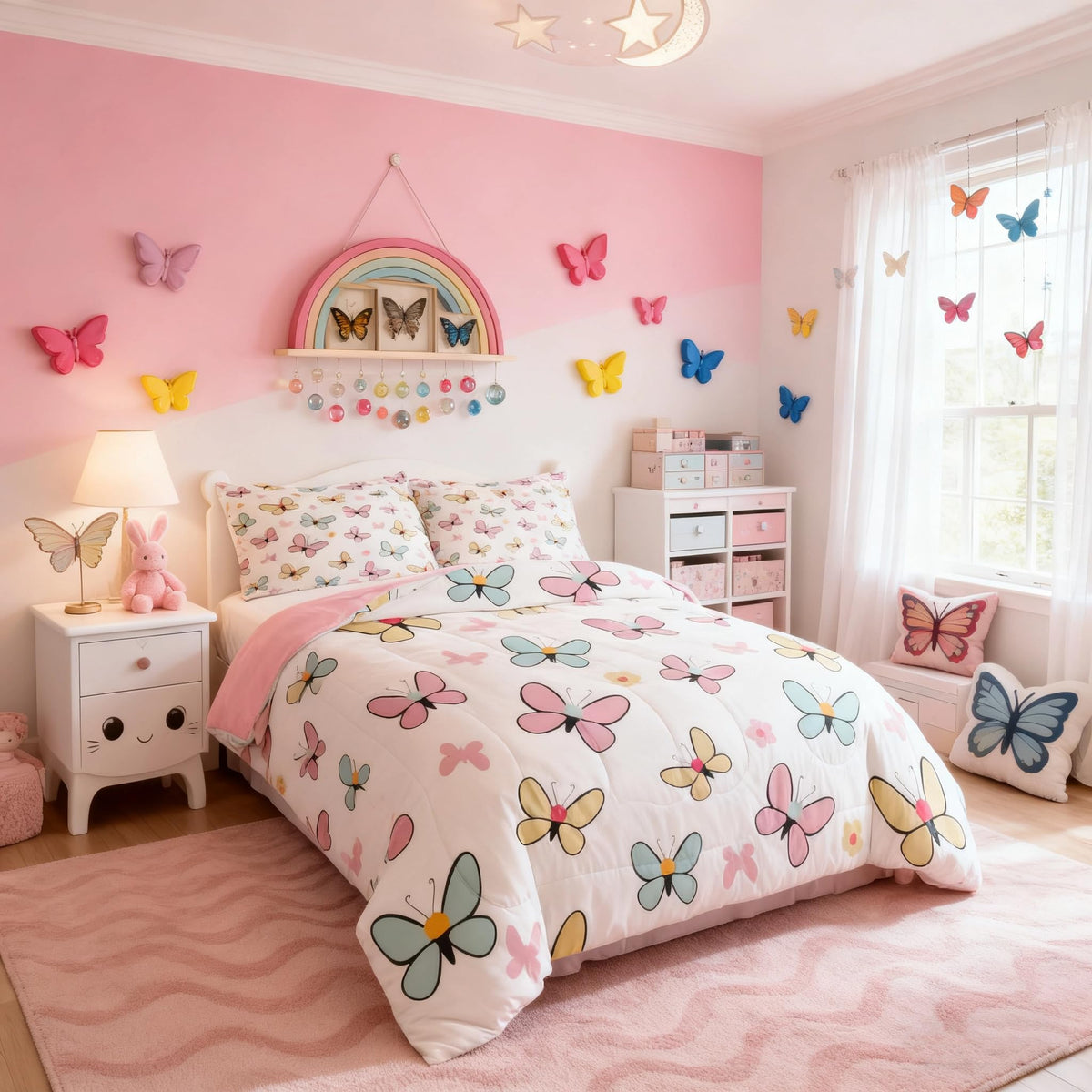 Butterfly Comforter Set Toddler Size for Kids Boys Girls (Multi 808 / Toddler)