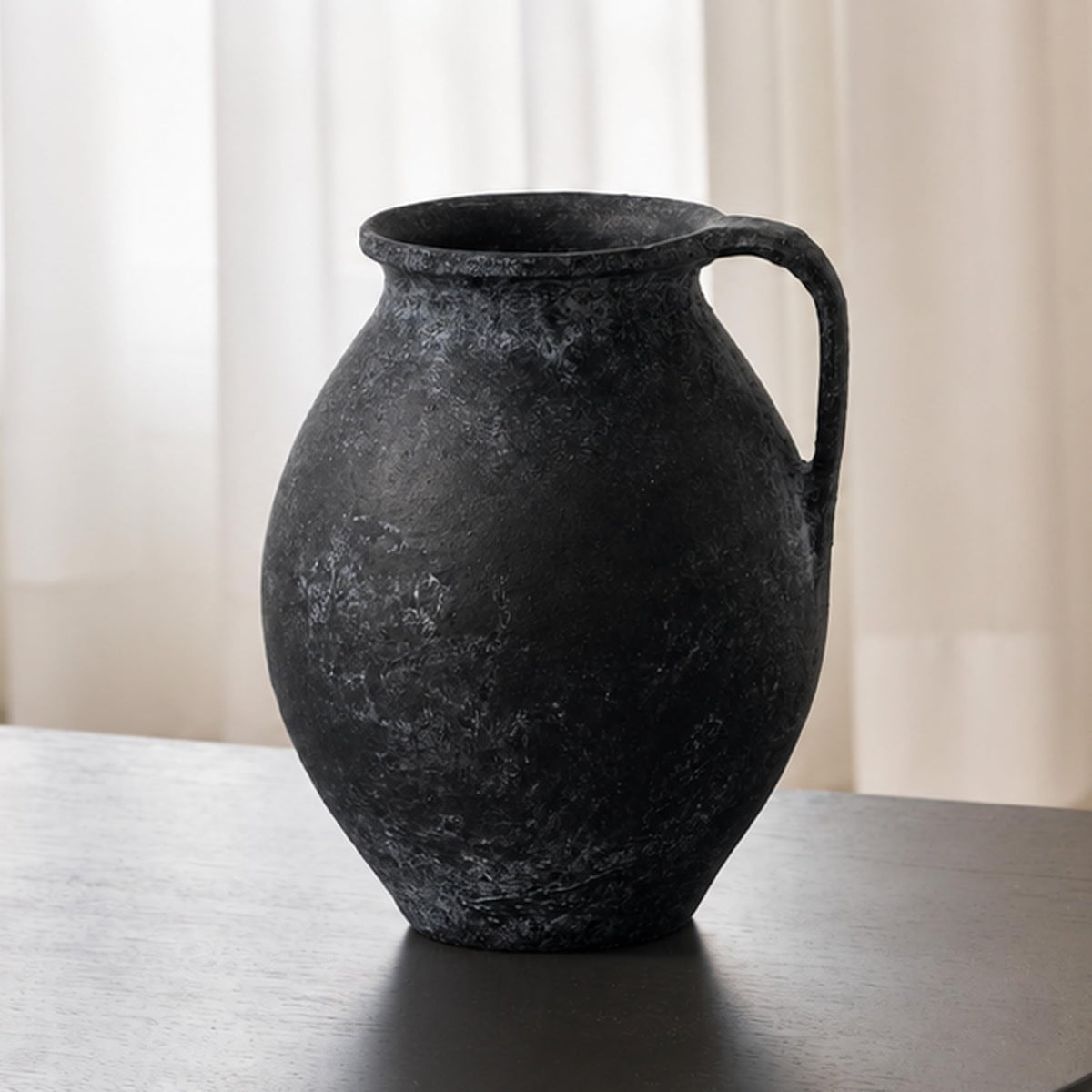 Black Ceramic Large Vase (F - Black 11.2")