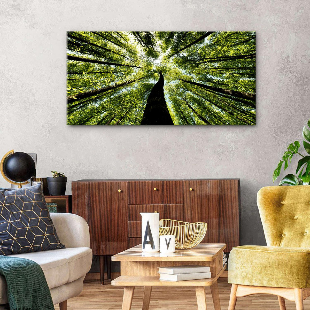 Green Nature Forest Wall Art Mountain Scenic Wall Decor for Living Room Bedroom Sunrise Nature Painting Canvas Prints Morning Sunlight Picture Modern Artwork Living Room Bedroom Home Decoration 24x48" (48"L x 24"W / Forest)