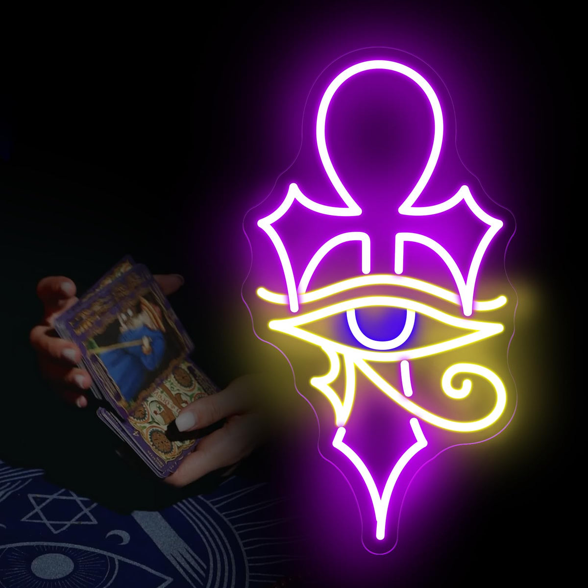 Horus Eye Neon Sign for Meditation Room Tarot Space (Horus Eyes)