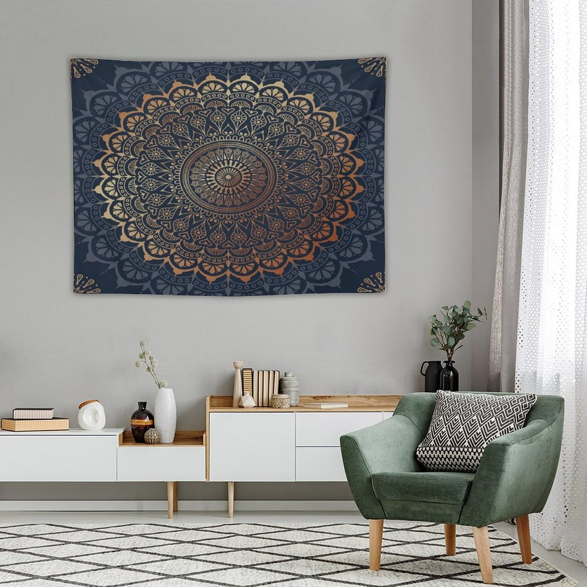 Boho Flower Tapestry Wall Hanging Mandala Bohemian Aesthetic Paisley Hippie Tapestries Home Decor for Living Room Bedroom Farmhouse Apartment Dorm 30"x40" (30"L x 40"W / Mandala-39)