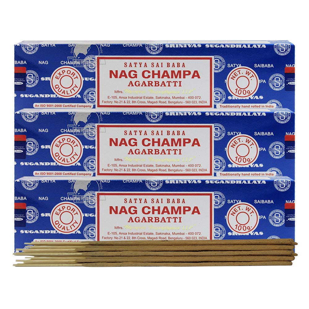 Incense Stick Holder Bundle with Satya Sai Baba Nagchampa 100g Incense Sticks (Nag Champa 100g - Pack of 3)