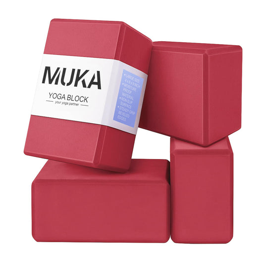 Yoga Blocks 4x6x9 Inch High Density EVA Foam Yoga Brick (Red / 4 pack)