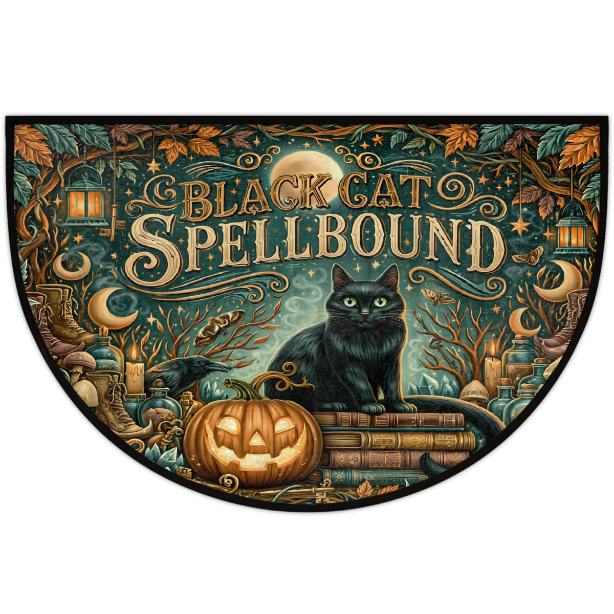 Cat Half Round Door Mat Semi Moon Rug Fireplace Carpet Area Rugs (B:color:37)