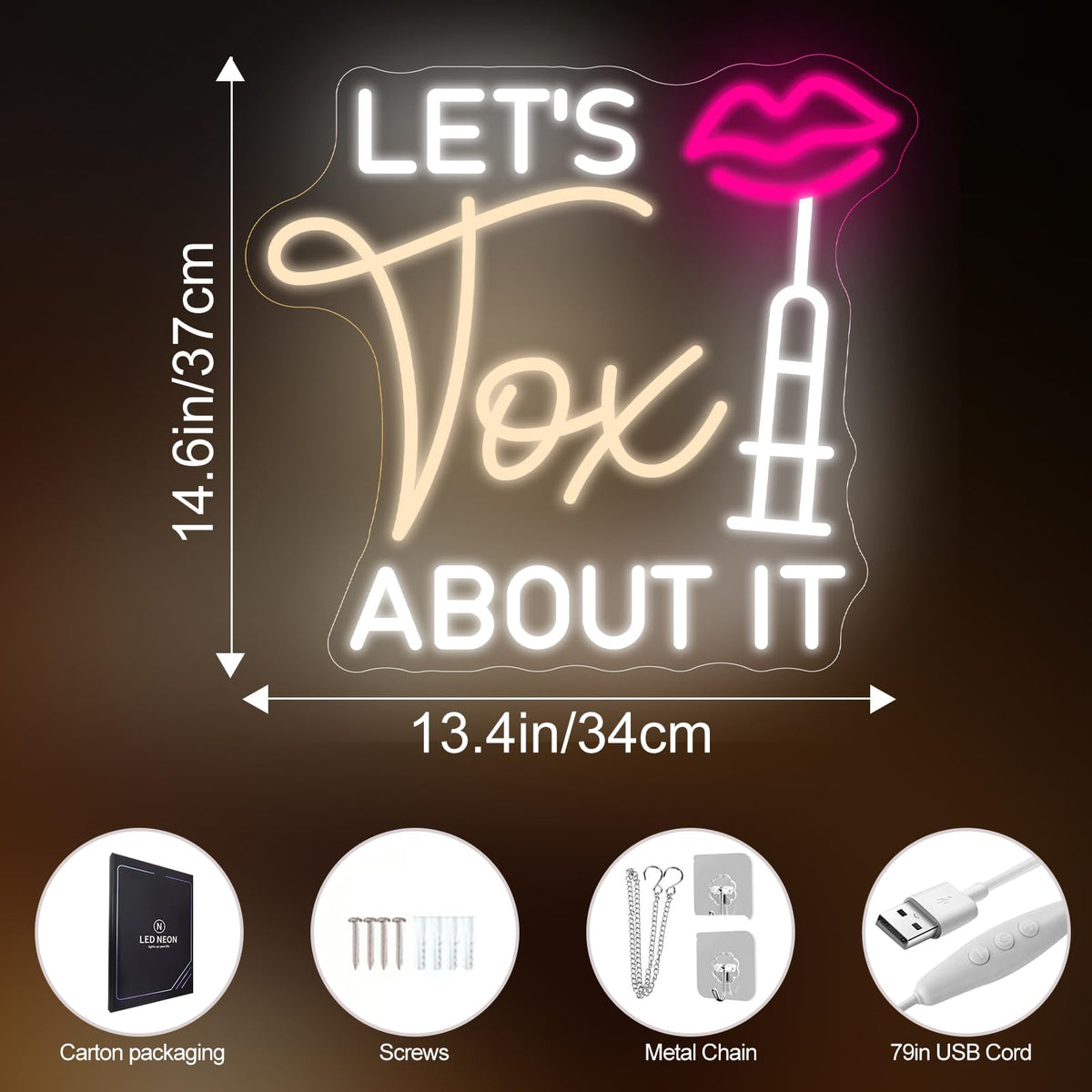 Let's Tox about it Neon Sign Botox LED Light Injector Spa Studio Decor (Tox-2)