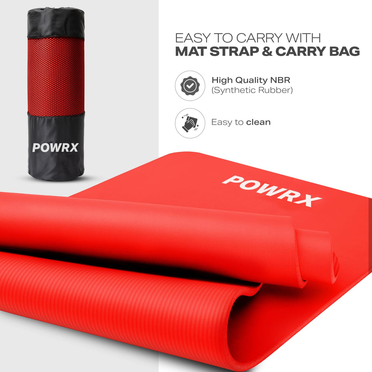 1 2" Thick Yoga Mat (190 x 80 x 1.5 cm / Red)