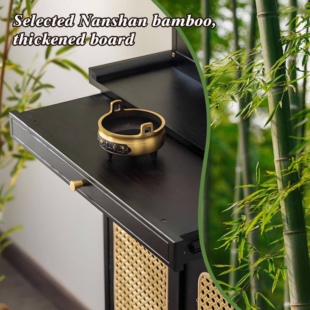 Bamboo Altar Table (31.5 / without Elevated Platform / Black)