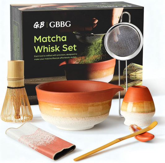 Matcha Whisk Set with 18 oz Ceramic Bowl (Matte Soil)