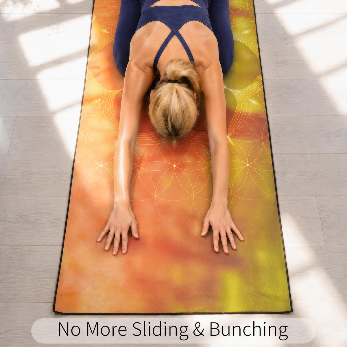Hot Yoga Towel with Grip Dots (Geometric Flower / 74" x 26")
