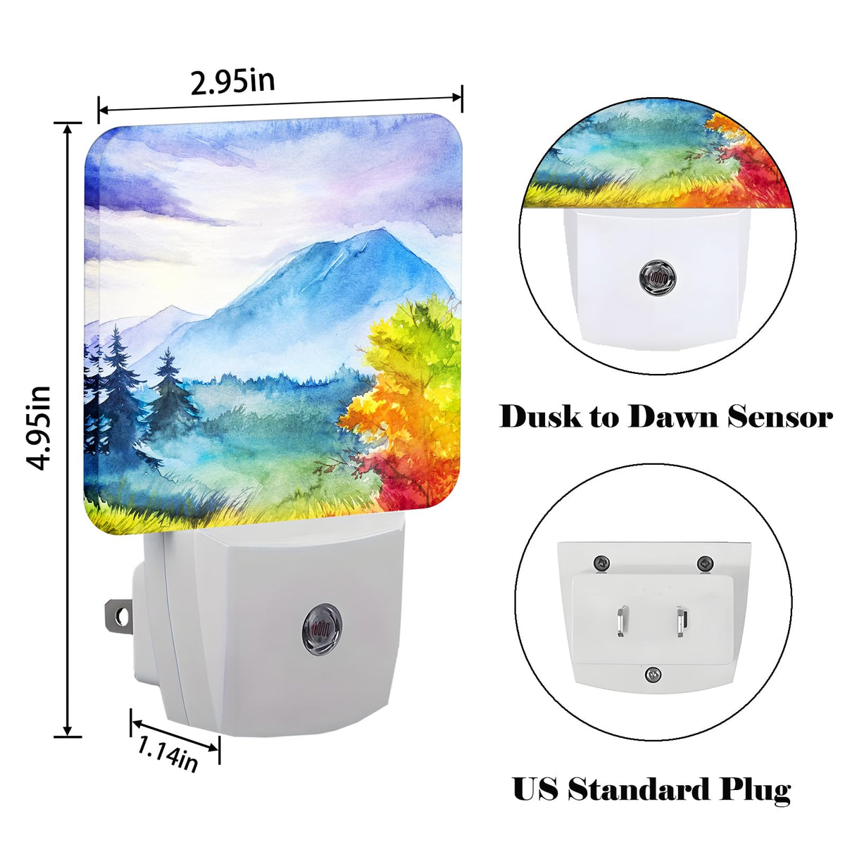 Watercolor Mountains and Forest Night Light (Watercolor Mountains and Forest)