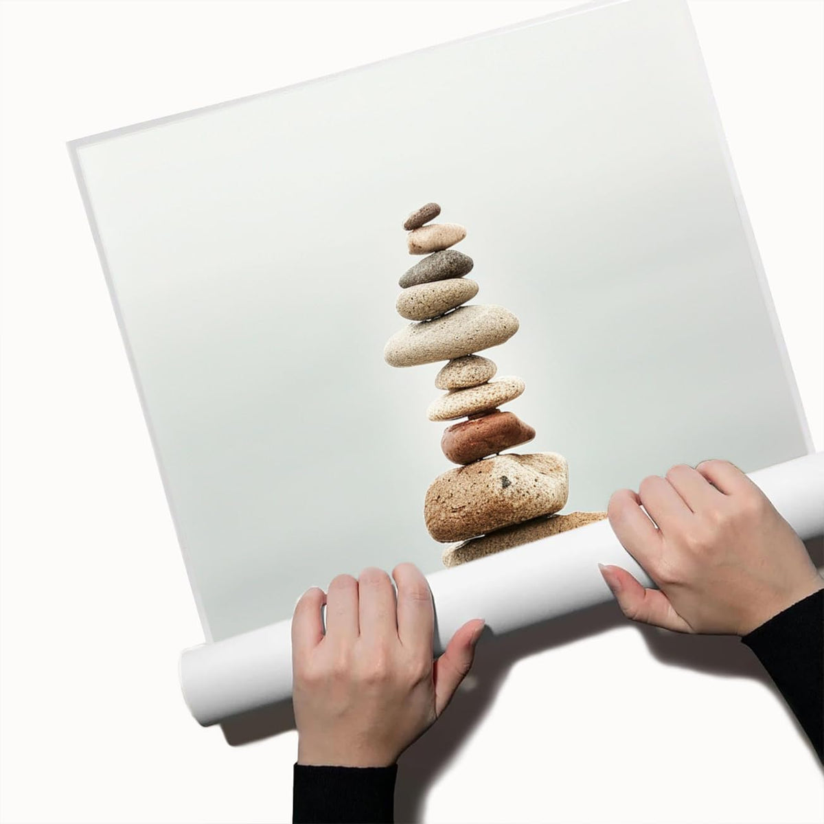 Tall Zen Rock Stack Wall Art (Unframed-7 / 11"L x 14"W)