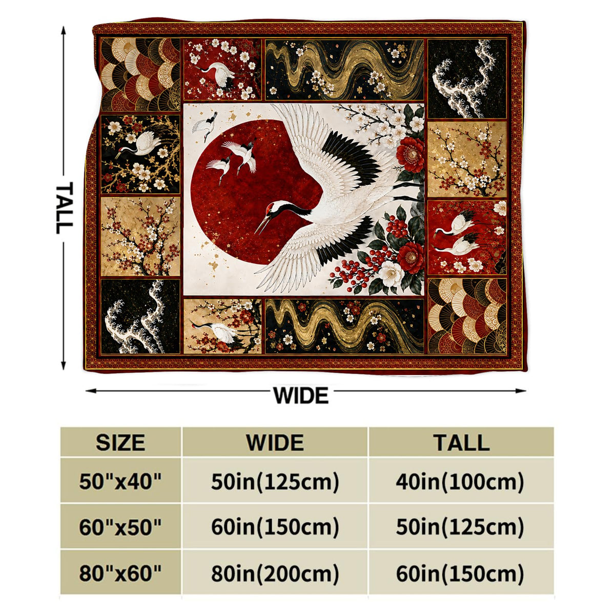 Japanese Crane Blanket (60"x80" / Japanese Crane)