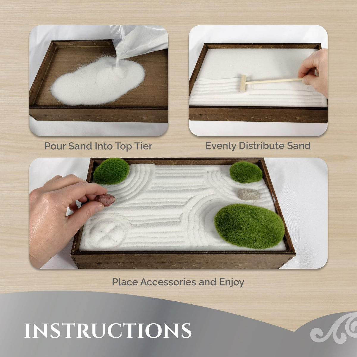 Wooden Stackable Zen Garden (White / Stackable)