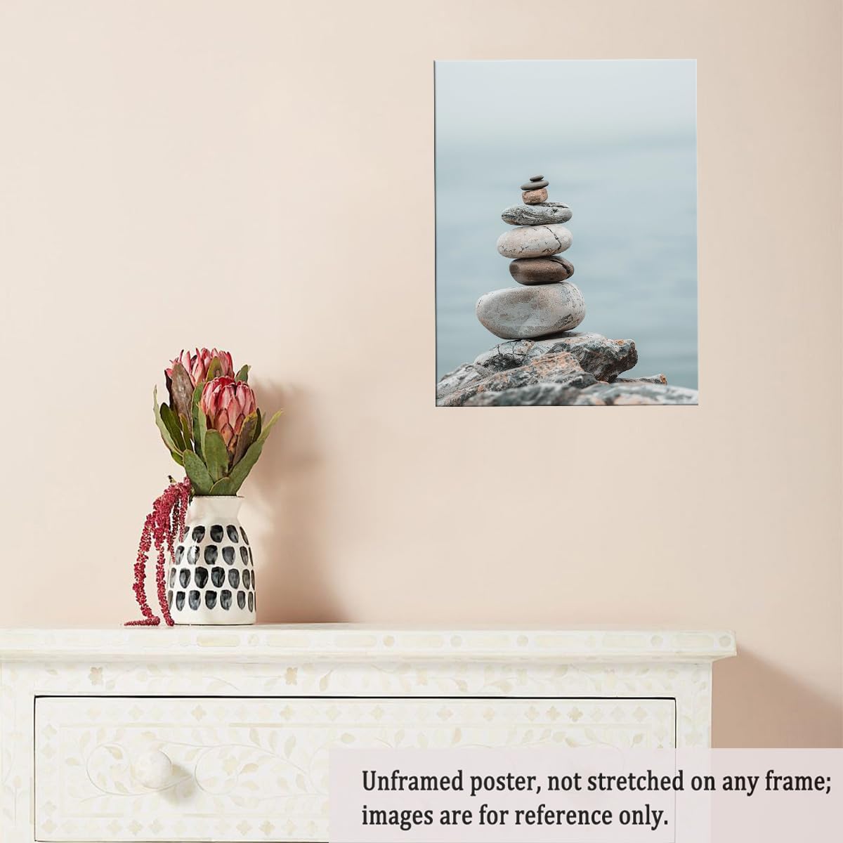 Minimal Zen Rock Stack Wall Art (Unframed-6 / 16"L x 20"W)