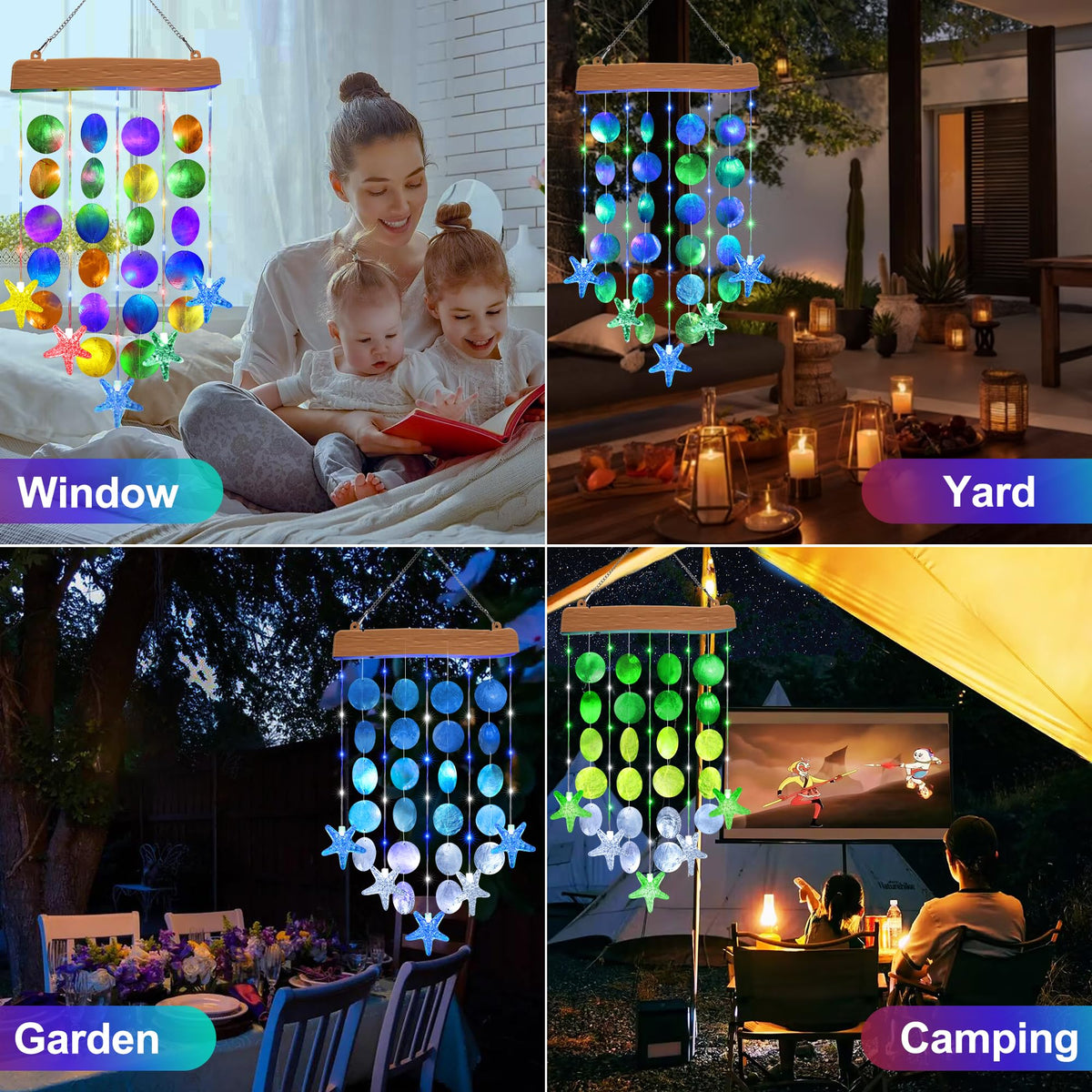 Solar Wind Chimes for Outside (White&blue)
