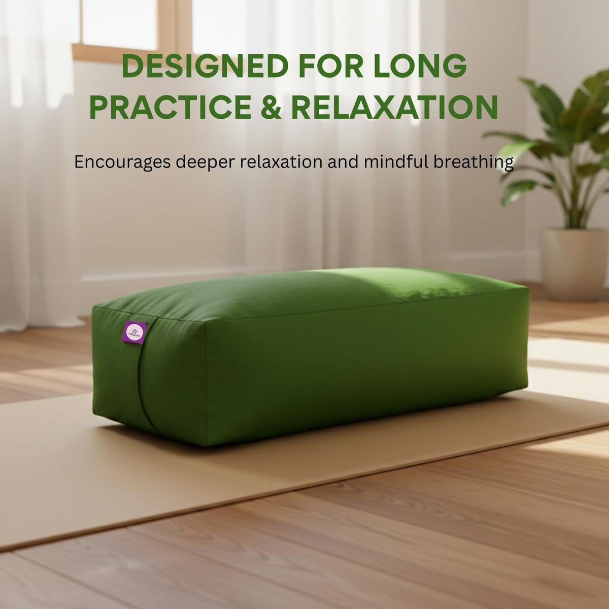 Rectangular Cotton Yoga Bolster (Green)