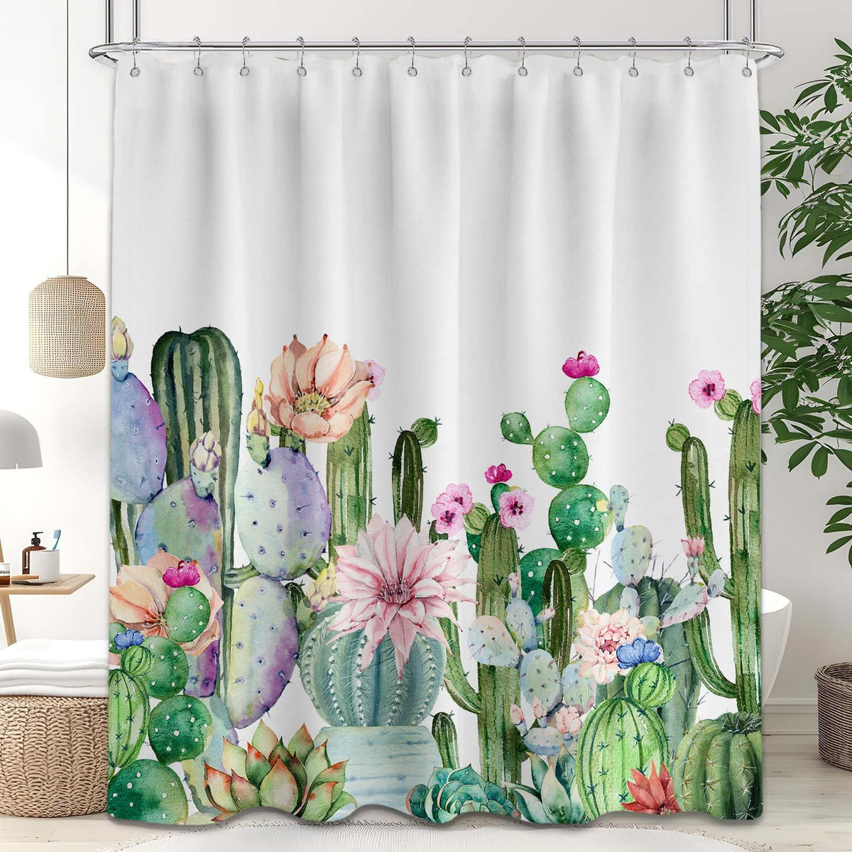 Small Stall Shower Curtain Rv Cactus Desert (Cactus / 48"W x 72"L (Pack of 1))
