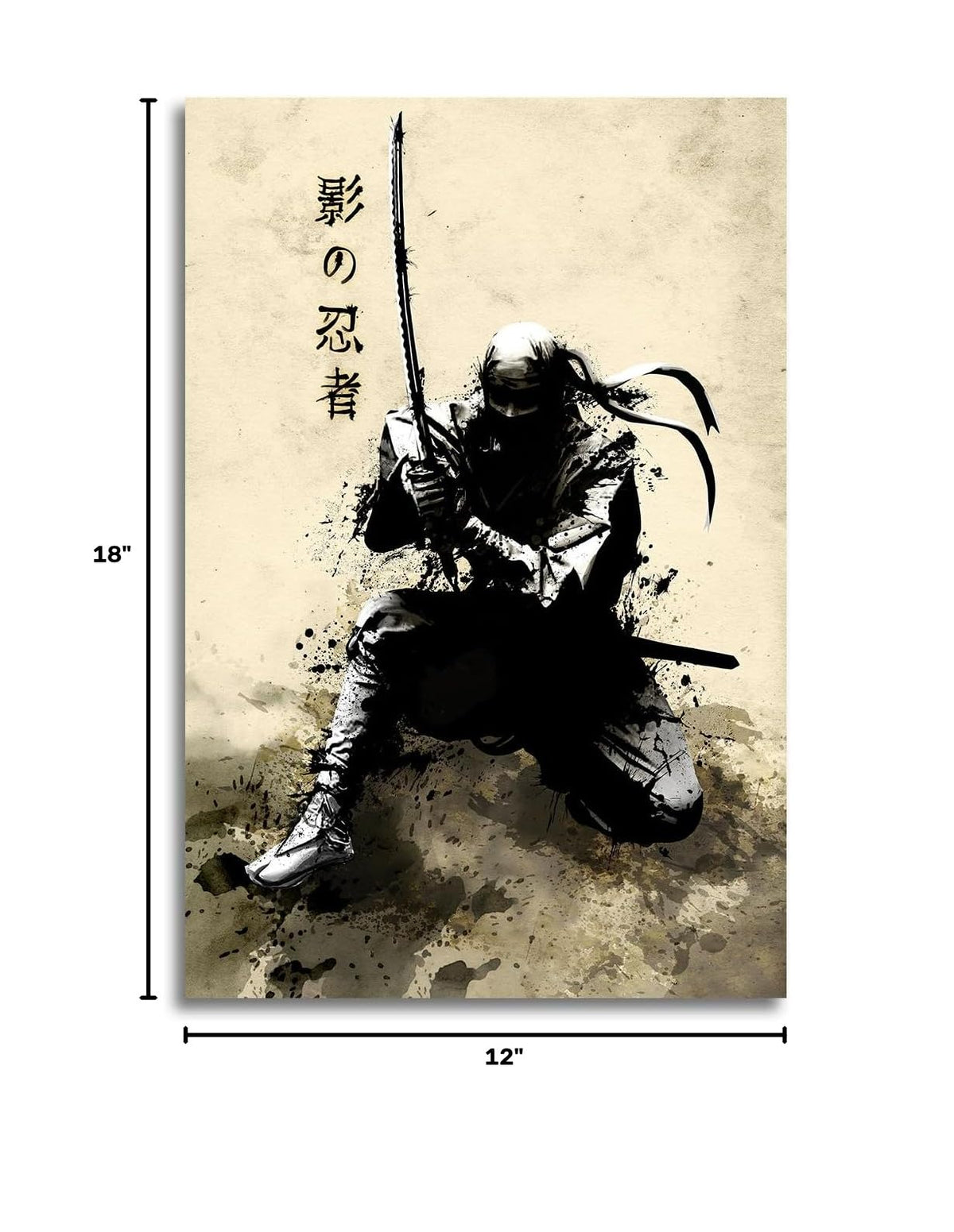 Japanese Ink Bushido Posters Canvas Painting Vintage Print Wall Art Character Pictures Decoration Living Room Home Decor Unframed 12 x18 inches (18"L x 12"W / Unframe-10)