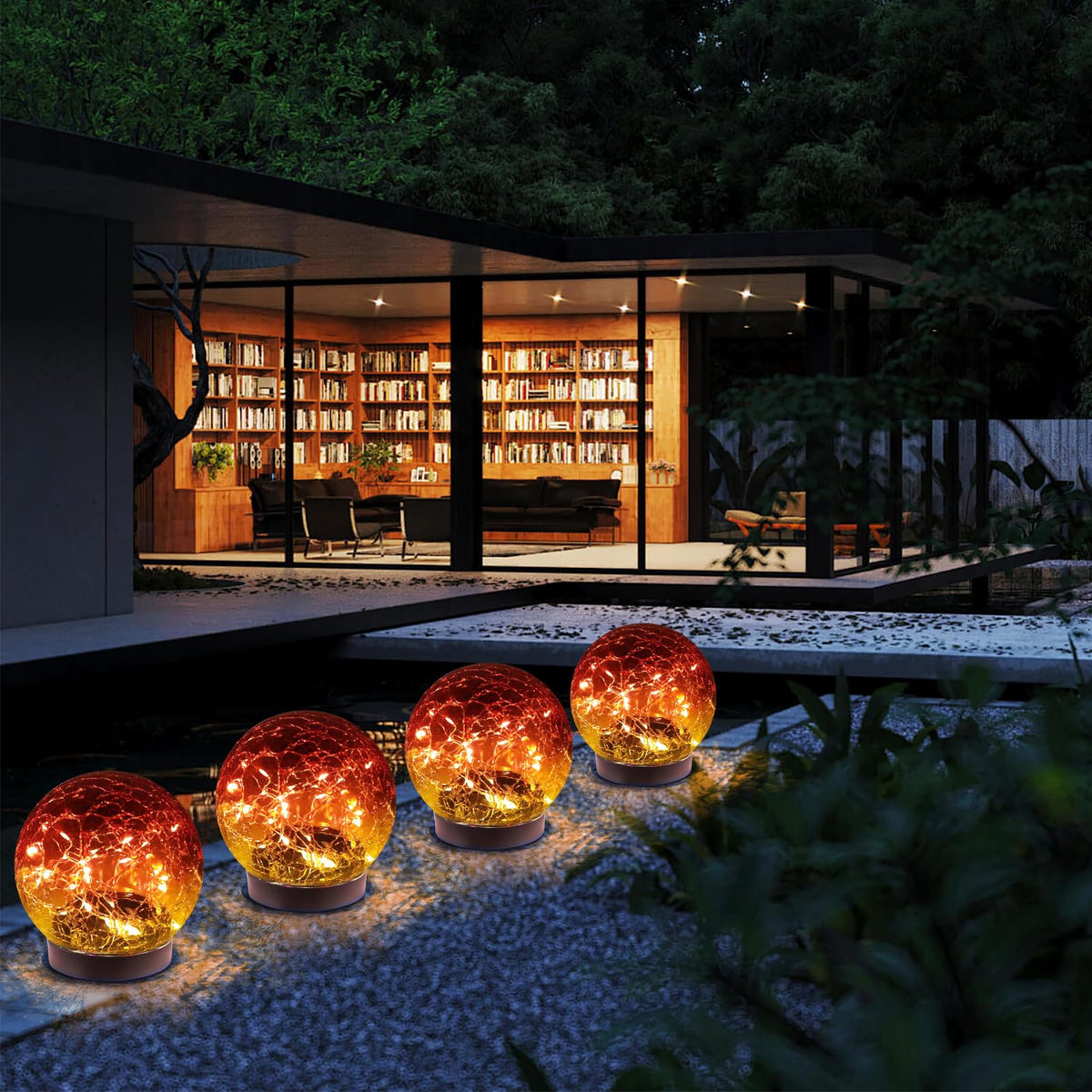 Solar Globe Lights Outdoor Waterproof (Red / 2 globes)