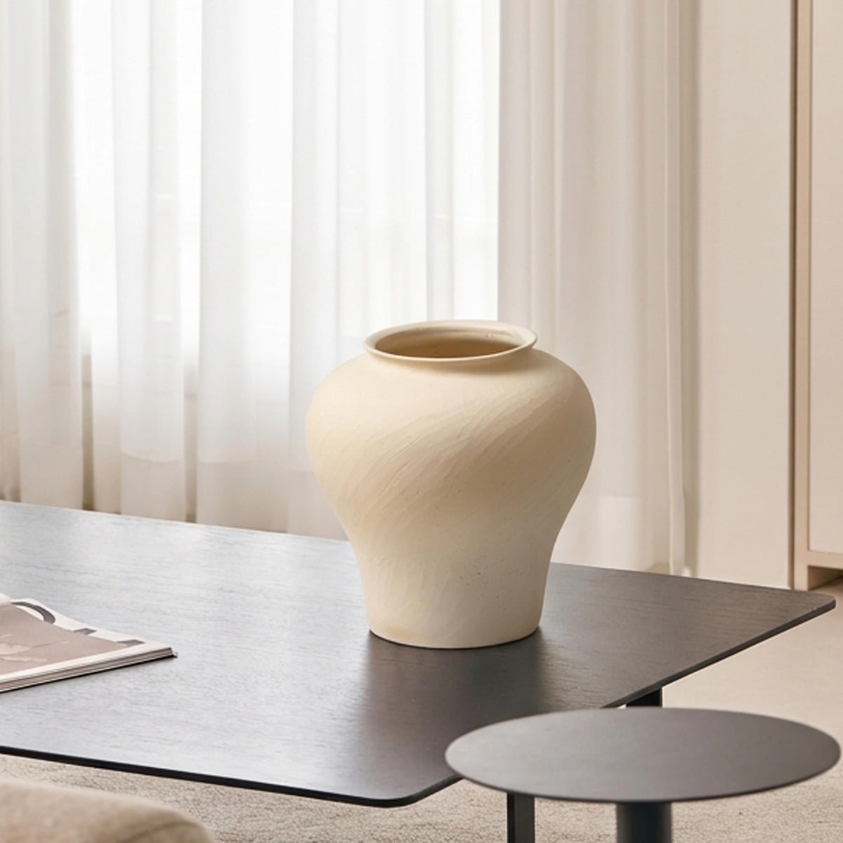 White Ceramic Large Vase (D - White 13")