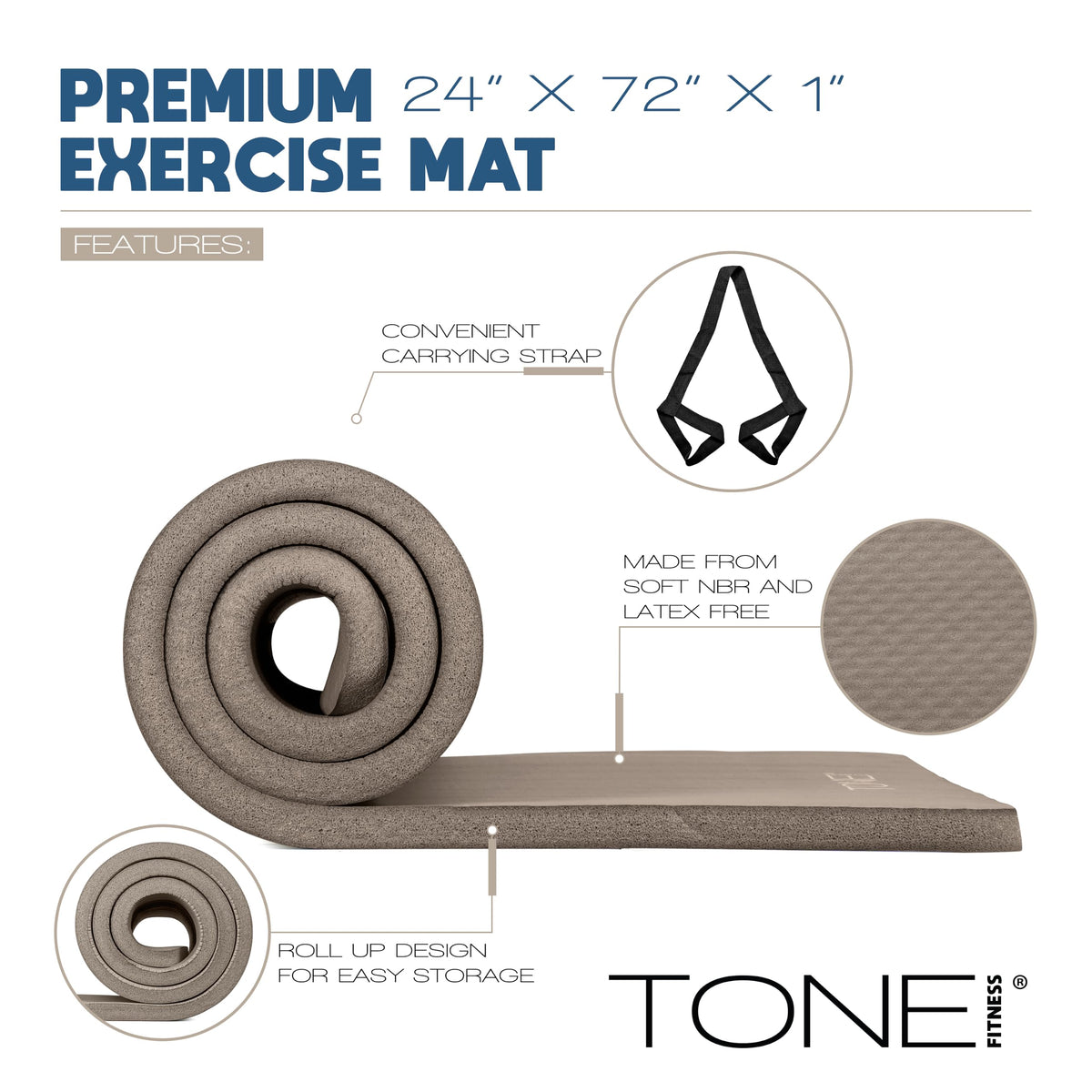 1" Extra Thick Yoga Mat (Diamond / Beige)