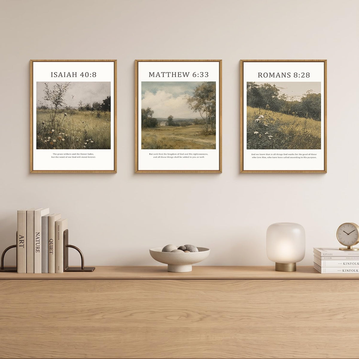 Bible Christian Scripture Framed Canvas Wall Art Set (Bible Christian Scripture Wall Art / 12''x16''x3)