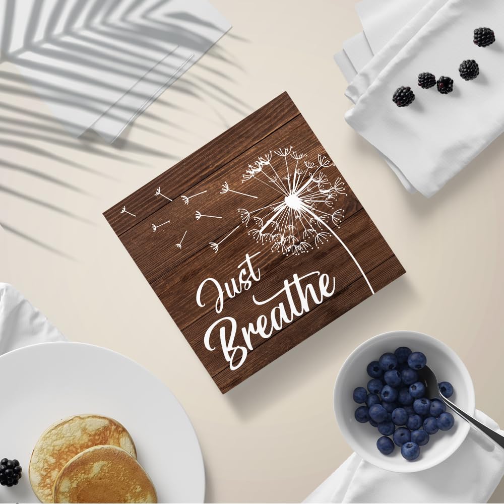 Just Breathe Wooden Box Sign (Brown1)