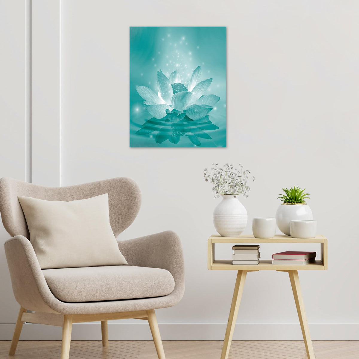 Water Lily Wall Art (Teal / 20"L x 16"W)