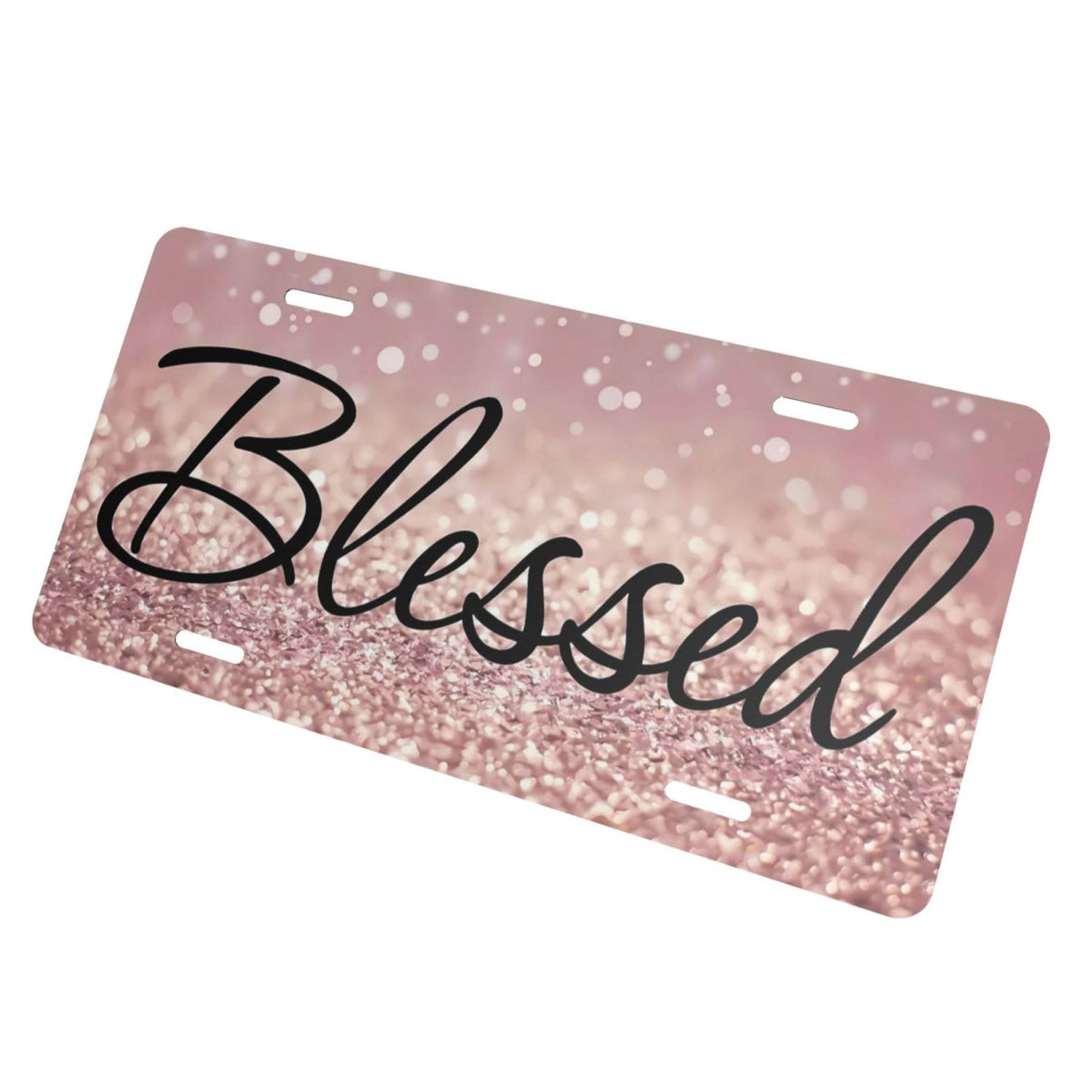 Pink Glittery Bling Blessed Rosy Glitter Christian Religious Front License Plate Aluminum Decorative License Plates Metal Car Plate 6"X12" Novelty Vanity Tag Cover with 4 Holes Car Decor Accessory (Red / 6 X 12 Inch)