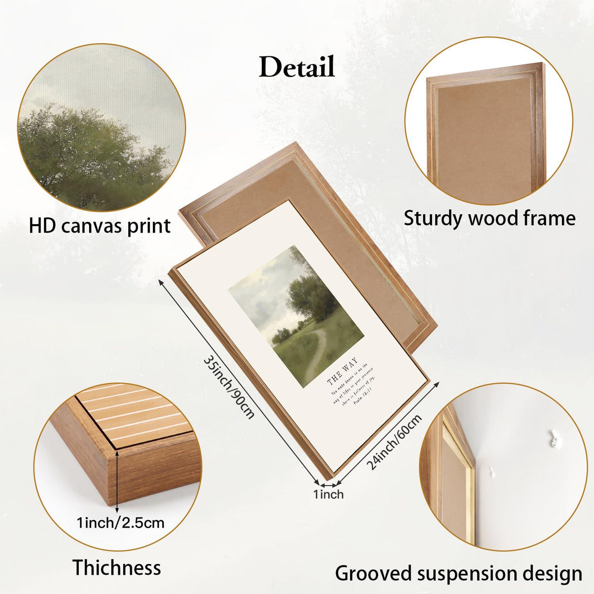Christian Path Framed Canvas Wall Art Set (The Way / 24"L x 36"W)