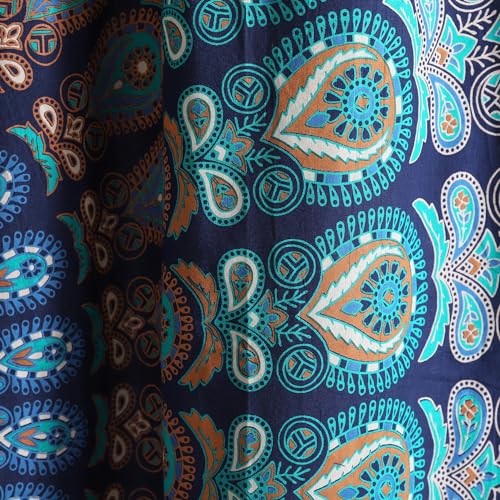 Queen Tapestry Wall Hanging Hippie Mandala Bohemian Hippy Meditation Psychedelic Design Indian Peacock Meditation Gypsy Tapestries Bedspread Turquoise (90"L x 84"W / Turquoise)