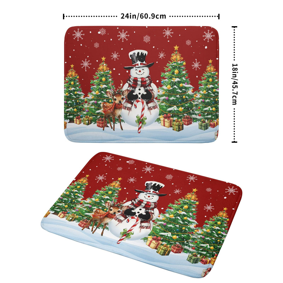 Christmas Snowman Dish Drying Mat for Kitchen Counter (Christmas / 18" x 24")