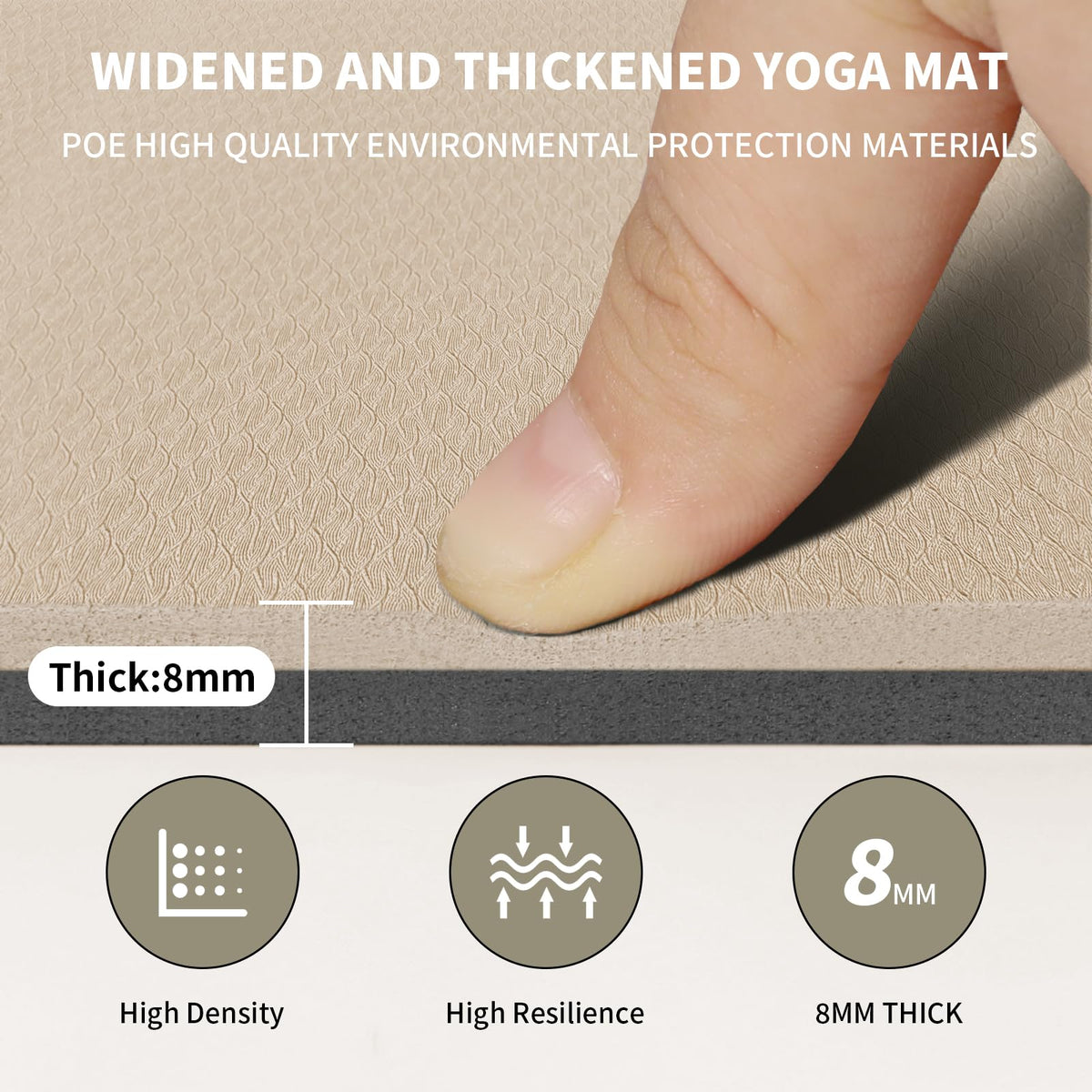 Large Yoga Mat (Beige+Black / 8mm)