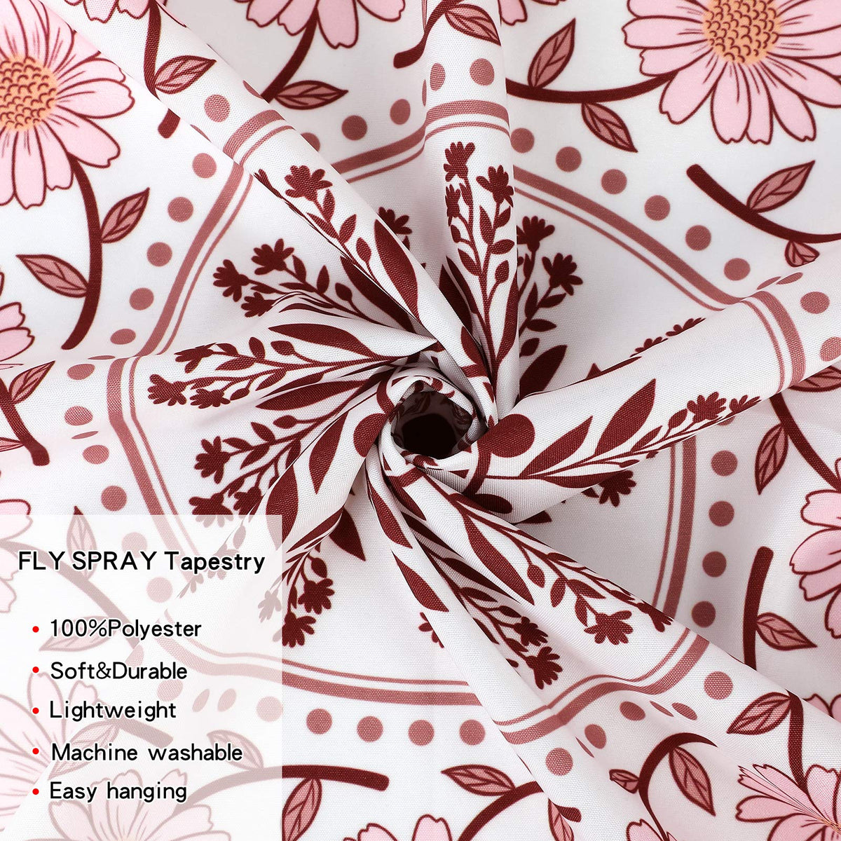 Wall Tapestry for Bedroom Aesthetic Pink Mandala Wall Hanging Large Boho Trippy Tapestries Bohemian Art Tapistry Hippie Floral Tapastry Decor For Bedroom Ceiling Living Room Dorm (92"L x 71"W / Boho Tapestry-White)